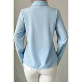 Solid Tie Front Pearl Embellished Fit Blouse - MVTFASHION.COM