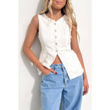 Solid V Neck Button Down Pockets Fit Vest - MVTFASHION.COM