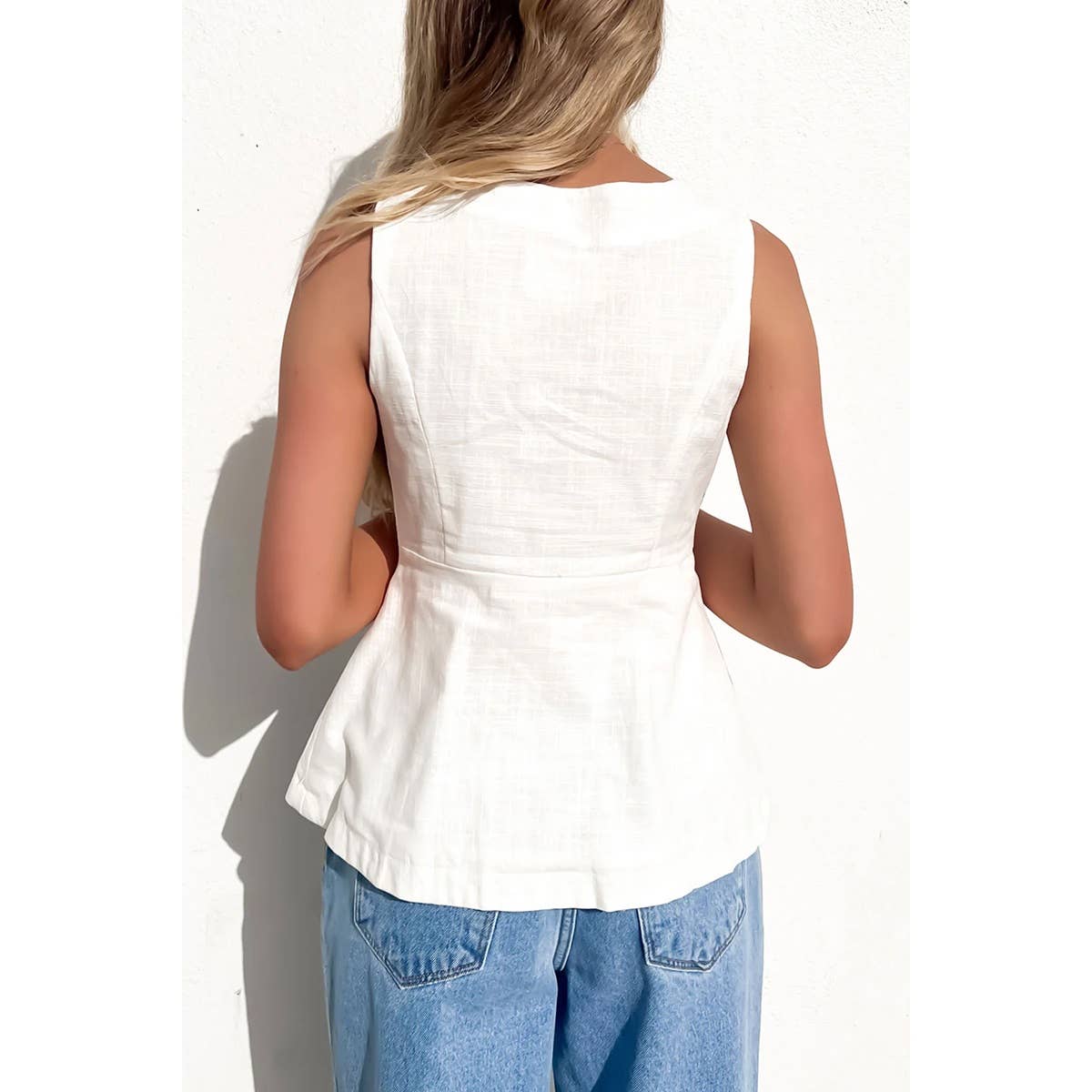 Solid V Neck Button Down Pockets Fit Vest - MVTFASHION.COM