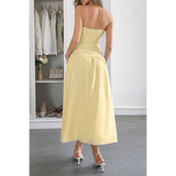 Solid V Neck Cutout Sleeveless Midi Fit Dress - MVTFASHION.COM