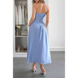 Solid V Neck Cutout Sleeveless Midi Fit Dress - MVTFASHION.COM