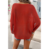 Solid V Neck Knit Loose Fit Bat Sleeves Top - MVTFASHION.COM