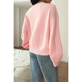 Solid V Neck Loose Knit Vintage Sweater - MVTFASHION.COM