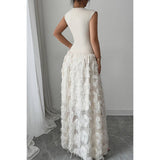 Solid V Neck Ruched Texture Splice Sleeveless Dress - MVTFASHION.COM