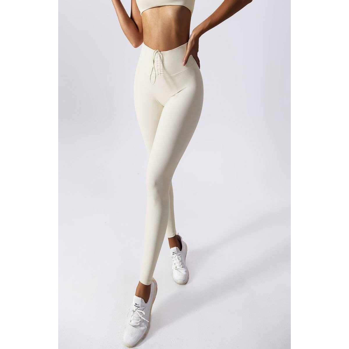 Solid Wide Waist Band Tight Fit Drawstring Legging - MVTFASHION.COM