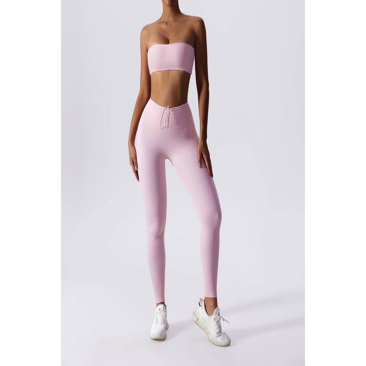 Solid Wide Waist Band Tight Fit Drawstring Legging - MVTFASHION.COM