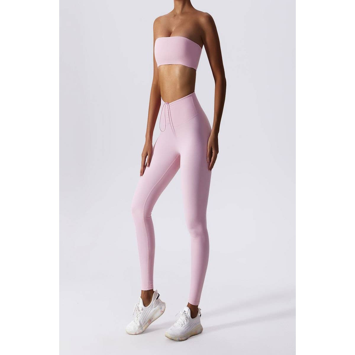 Solid Wide Waist Band Tight Fit Drawstring Legging - MVTFASHION.COM