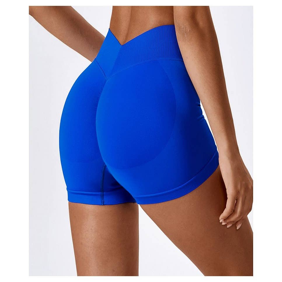 Solid Wide Waistband Slim Fit Sports Bodycon Short - MVTFASHION.COM