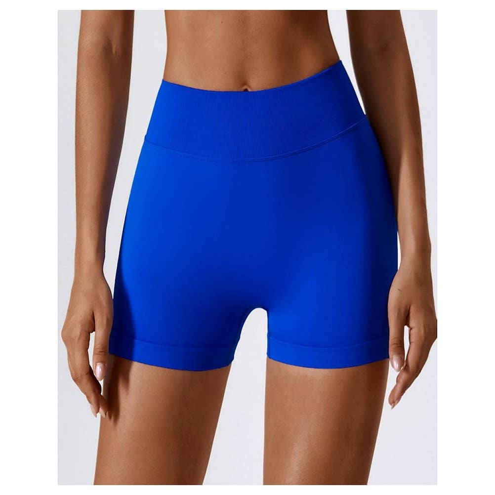 Solid Wide Waistband Slim Fit Sports Bodycon Short - MVTFASHION.COM