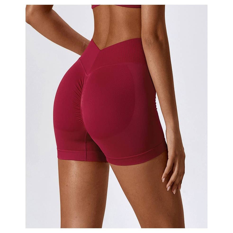 Solid Wide Waistband Slim Fit Sports Bodycon Short - MVTFASHION.COM