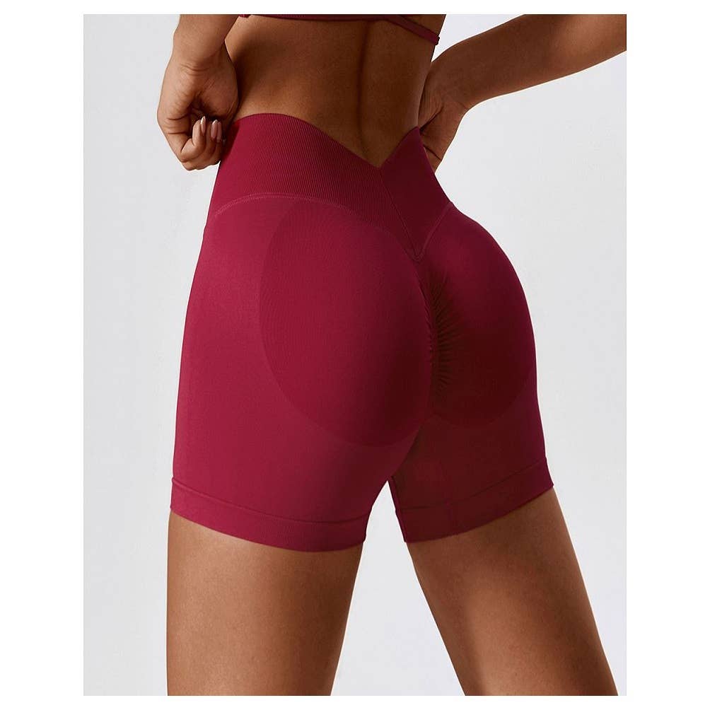 Solid Wide Waistband Slim Fit Sports Bodycon Short - MVTFASHION.COM