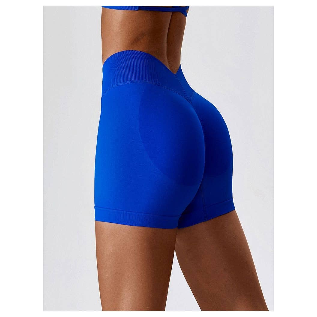 Solid Wide Waistband Slim Fit Sports Bodycon Short - MVTFASHION.COM