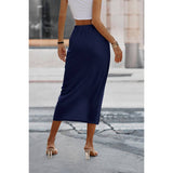 Solid Wrap Cross Self Belt Skirt - MVTFASHION.COM