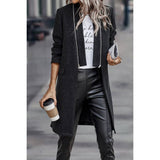 Solid Zipper Thick Knit Fit Suit Coat - MVTFASHION.COM