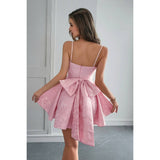 Spaghetti Strap Lace Trim Jacquard Sleeveless Dress - MVTFASHION.COM