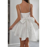 Spaghetti Strap Lace Trim Jacquard Sleeveless Dress - MVTFASHION.COM