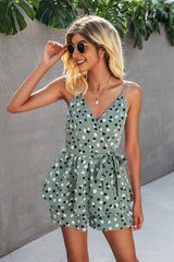 Spaghetti Strap Polka Dot Romper - MVTFASHION.COM