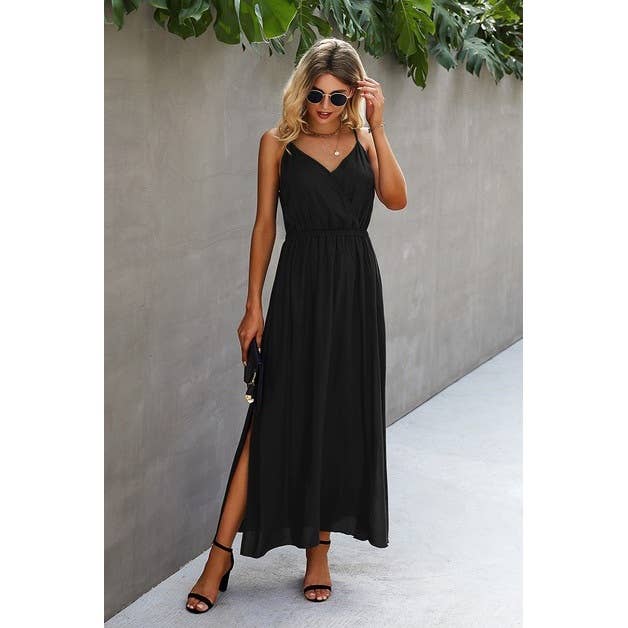 Spaghetti Strap Solid Ruffle Dress - For Casual Occasions - MVTFASHION.COM