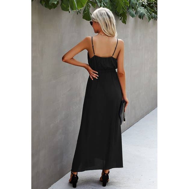 Spaghetti Strap Solid Ruffle Dress - For Casual Occasions - MVTFASHION.COM