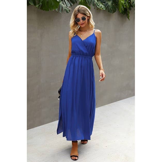 Spaghetti Strap Solid Ruffle Dress - For Casual Occasions - MVTFASHION.COM