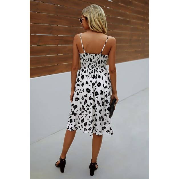 Spaghetti Strap V Neck Print Dress - MVTFASHION.COM