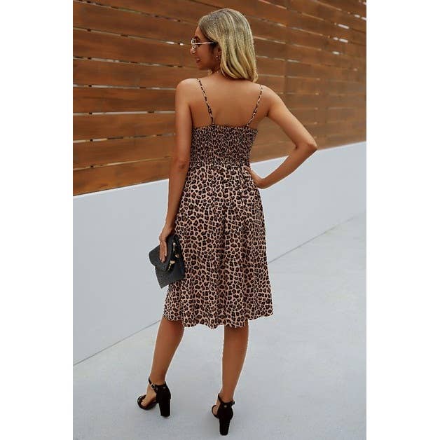 Spaghetti Strap V Neck Print Dress - MVTFASHION.COM