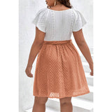 Square Neck Hollow Out Lined Lace Belt Short Dress - MVTFASHION.COM