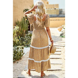 Square Neck Lace High Waist Maxi Dress - MVTFASHION.COM