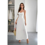 Square Neck Sleeveless Ruched Tie A Line Dress - MVTFASHION.COM