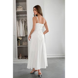 Square Neck Sleeveless Ruched Tie A Line Dress - MVTFASHION.COM