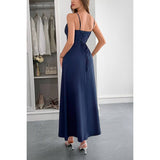 Square Neck Sleeveless Ruched Tie A Line Dress - MVTFASHION.COM
