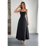 Square Neck Sleeveless Ruched Tie A Line Dress - MVTFASHION.COM