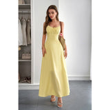 Square Neck Sleeveless Ruched Tie A Line Dress - MVTFASHION.COM