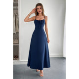 Square Neck Sleeveless Ruched Tie A Line Dress - MVTFASHION.COM