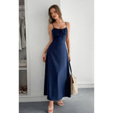 Square Neck Sleeveless Ruched Tie A Line Dress - MVTFASHION.COM