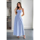 Square Neck Sleeveless Ruched Tie A Line Dress - MVTFASHION.COM