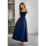 Square Neck Sleeveless Ruched Tie A Line Dress - MVTFASHION.COM