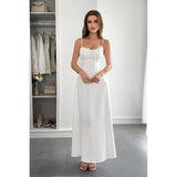 Square Neck Sleeveless Ruched Tie A Line Dress - MVTFASHION.COM