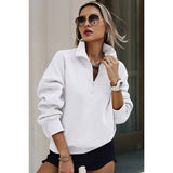 Stand Collar Solid Half Zipper Pocket Loose Hoodie - MVTFASHION.COM