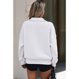 Stand Collar Solid Half Zipper Pocket Loose Hoodie - MVTFASHION.COM