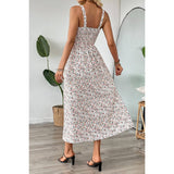 Straps Floral Print Split Hem Fit Long Dress - MVTFASHION.COM