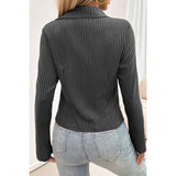Strip Button Down Long Sleeves Fit Blouse - MVTFASHION.COM