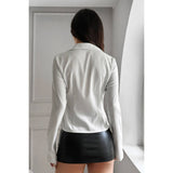 Strip Button Down Long Sleeves Fit Blouse - MVTFASHION.COM