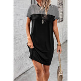 Strip Round Neck Loose Fit Shirt Midi Dress - MVTFASHION.COM