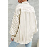 Stripe Print Button Down Long Sleeve Collar Shirt - MVTFASHION.COM