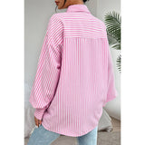 Stripe Print Button Down Long Sleeve Collar Shirt - MVTFASHION.COM