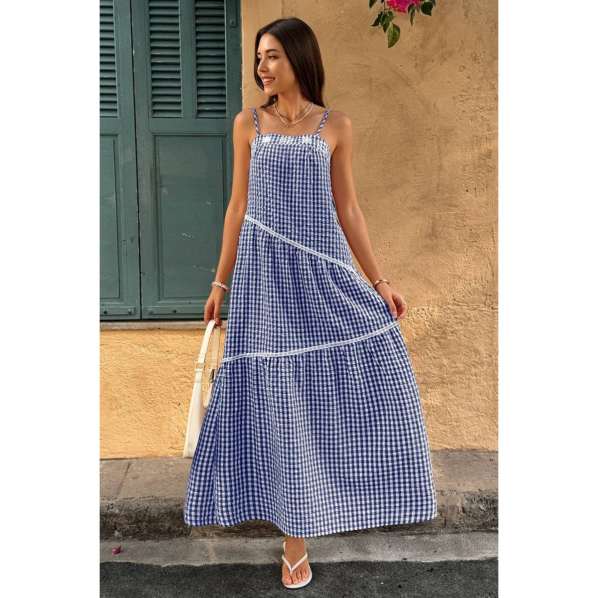 Suspenders Plaid Color Block A Line Dress - MVTFASHION.COM