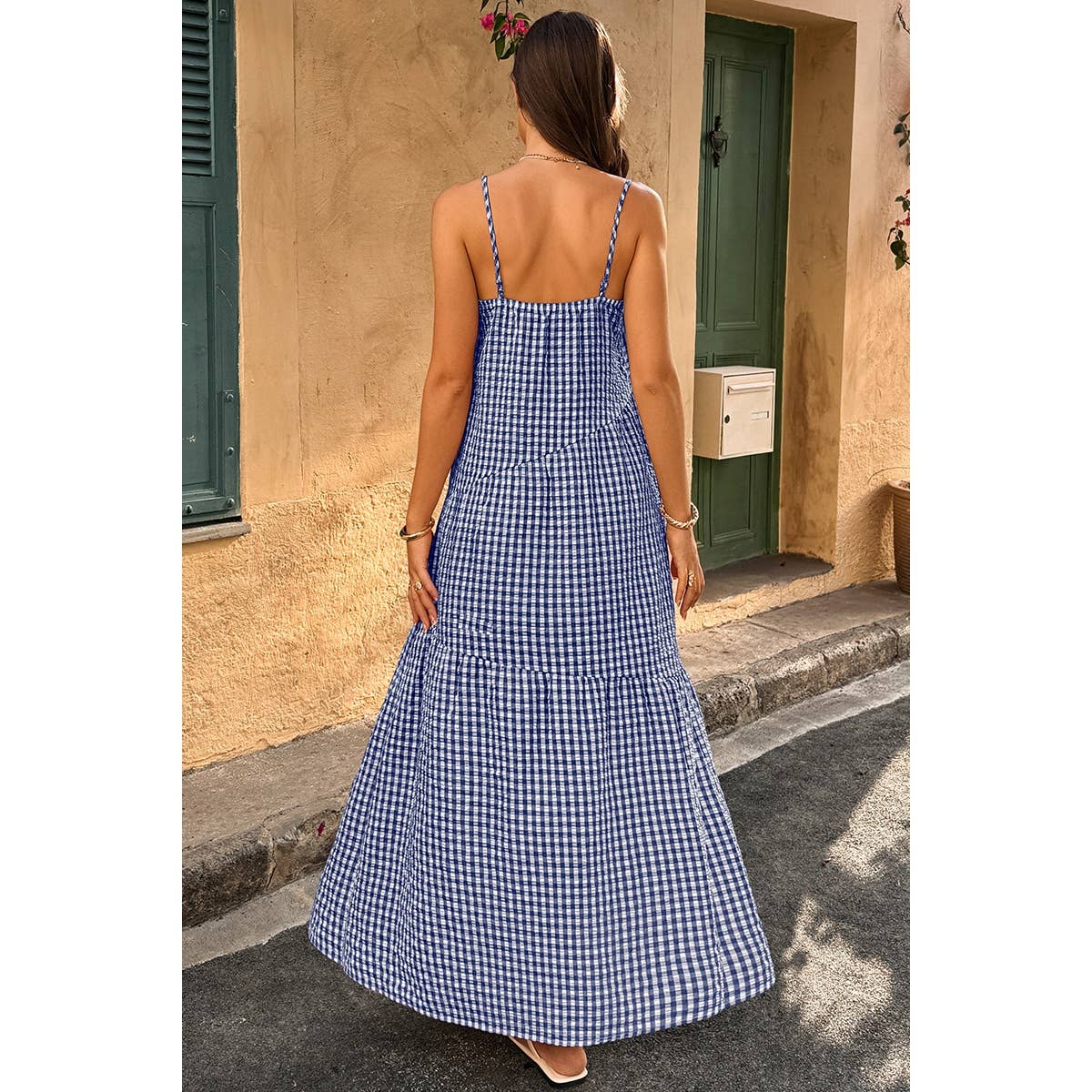 Suspenders Plaid Color Block A Line Dress - MVTFASHION.COM