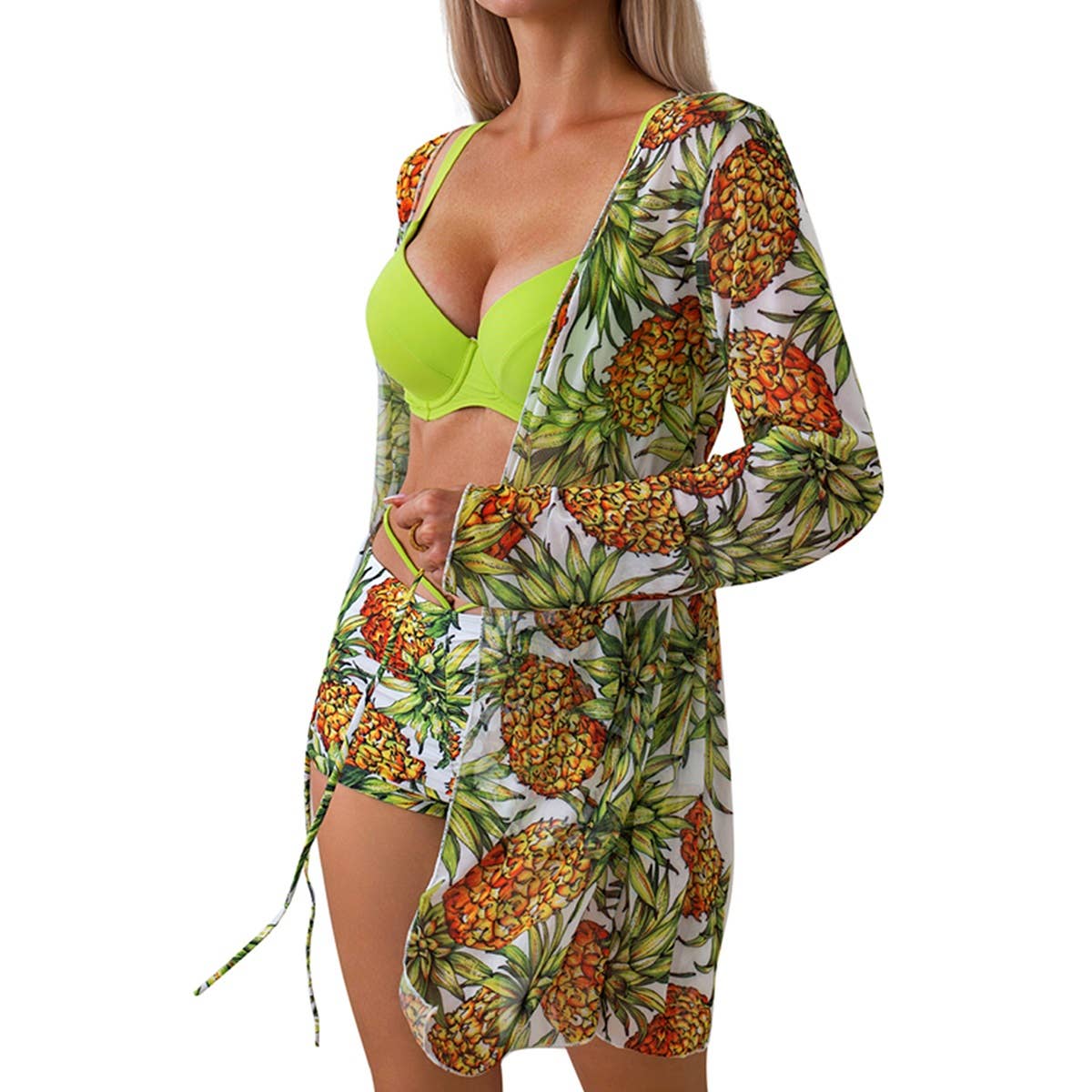 Three Piece Push Up High Waisted Kimono Swimsuit - MVTFASHION.COM