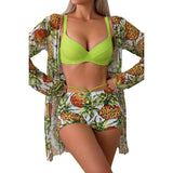 Three Piece Push Up High Waisted Kimono Swimsuit - MVTFASHION.COM